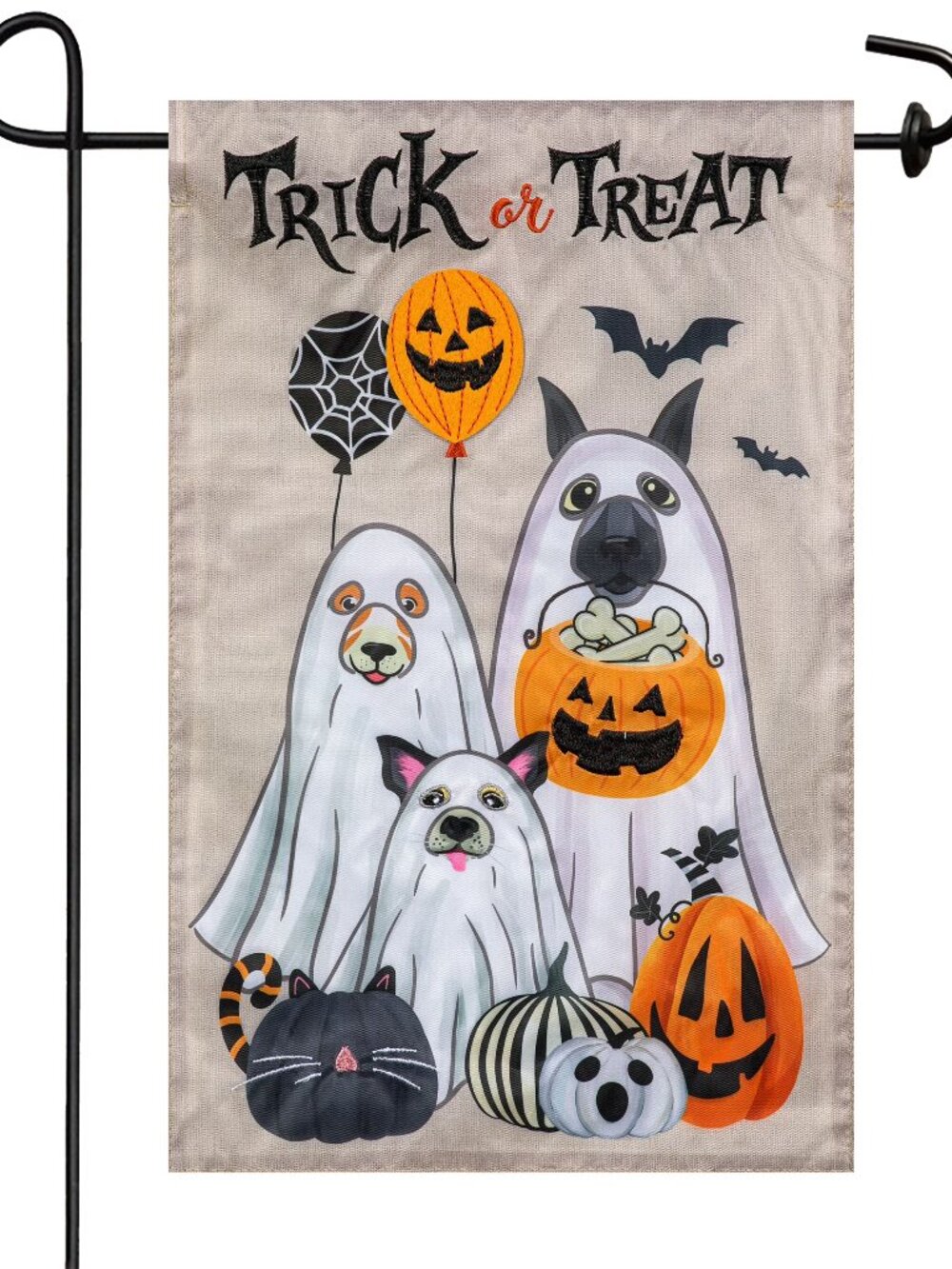 Meadow Creek Halloween Trick or Treat Dog Ghost Garden Yard Flag 11.5" x 18"